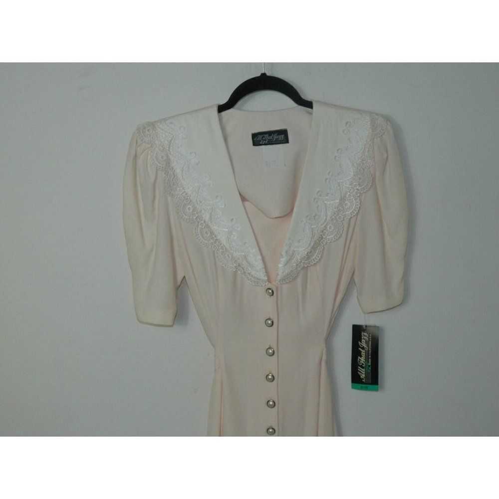All That Jazz Dress Vintage 80's CottageCore Removable Dickie Junior Size 9/10 - Picture 12 of 15